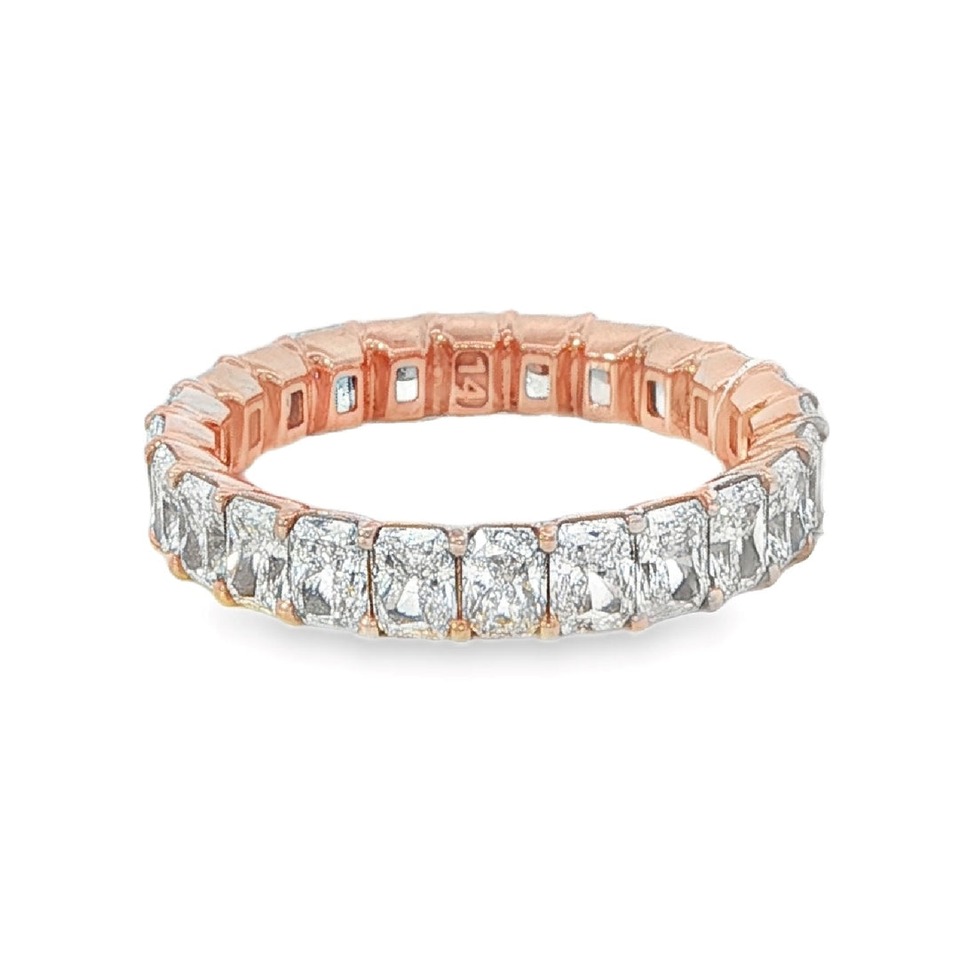 Rose Gold Radiant Cut Diamond Eternity Band Weighing 3.60cts - Size 6.75