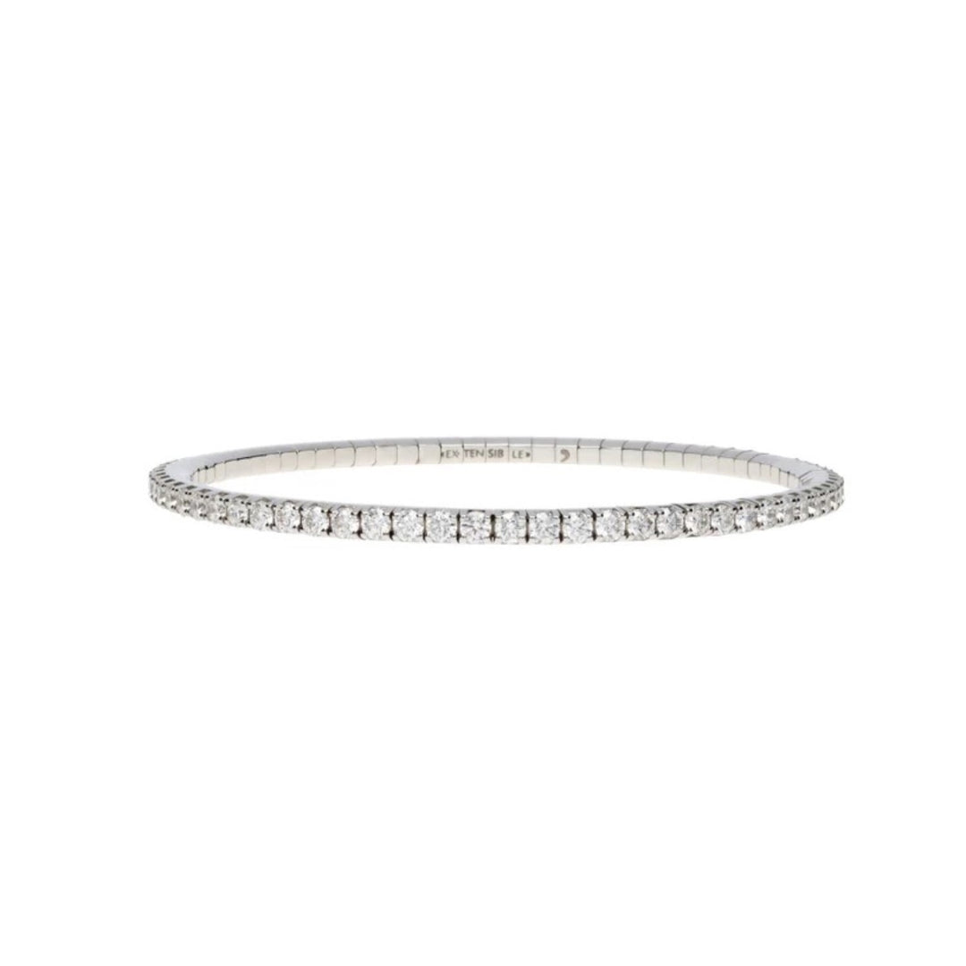 18K White Gold Diamond Stretch Tennis Bracelet Weighing 3.45cts