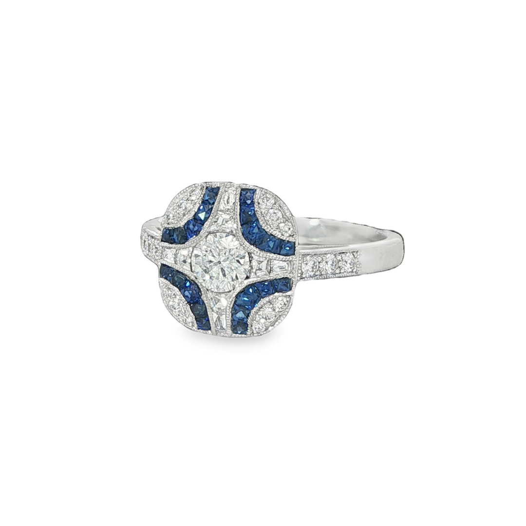 Platinum Diamond And Sapphire Argyle Ring - Size 6