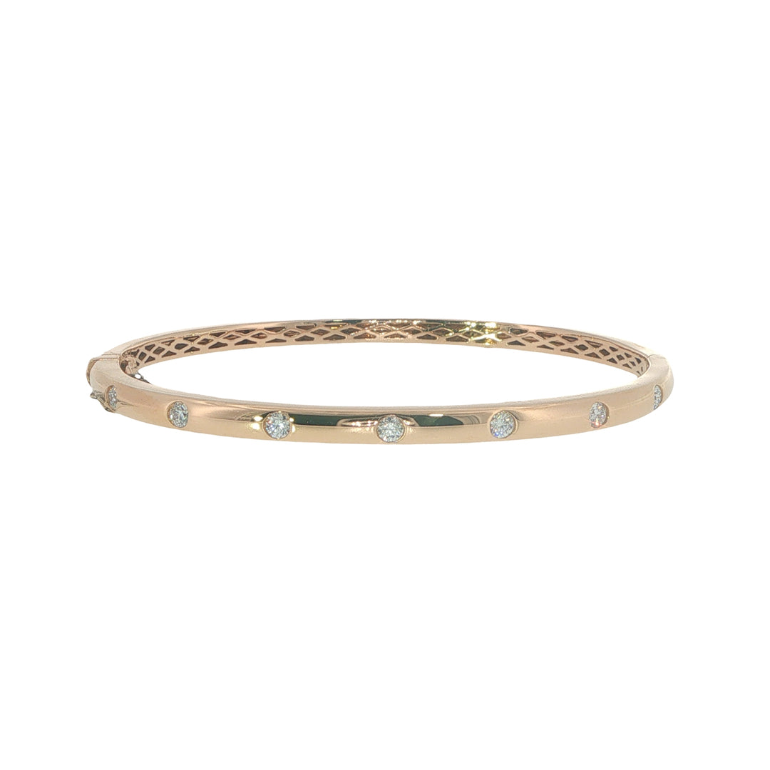 18K Rose Gold Bangle Set With 7 Round Brilliant Diamonds