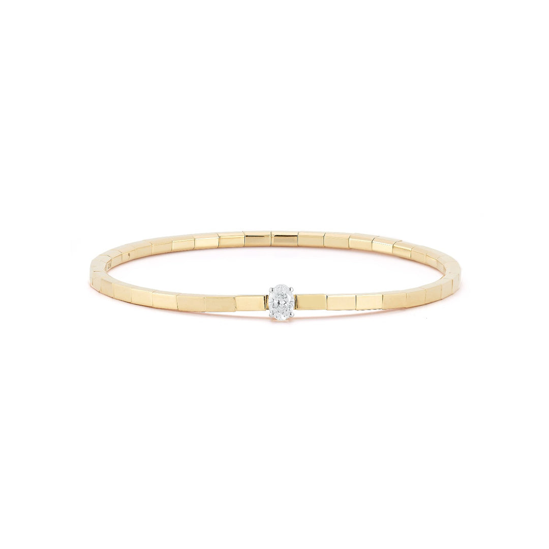 18K Yellow Gold Paris Stretch Bracelet With Center Oval Diamond