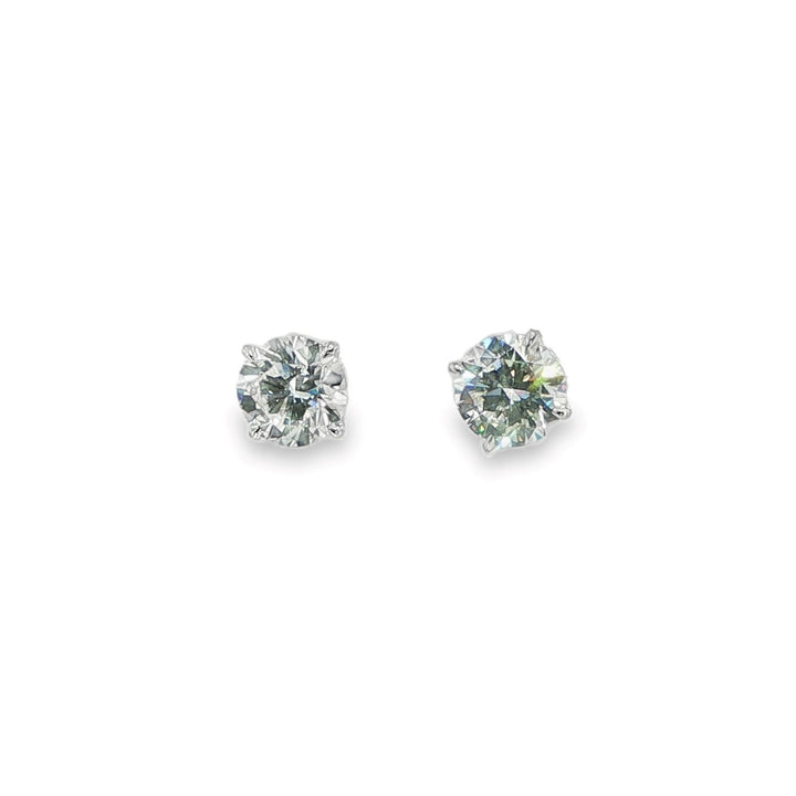 White Gold 4 Prong Round Diamond Studs Weighing 4.91cts