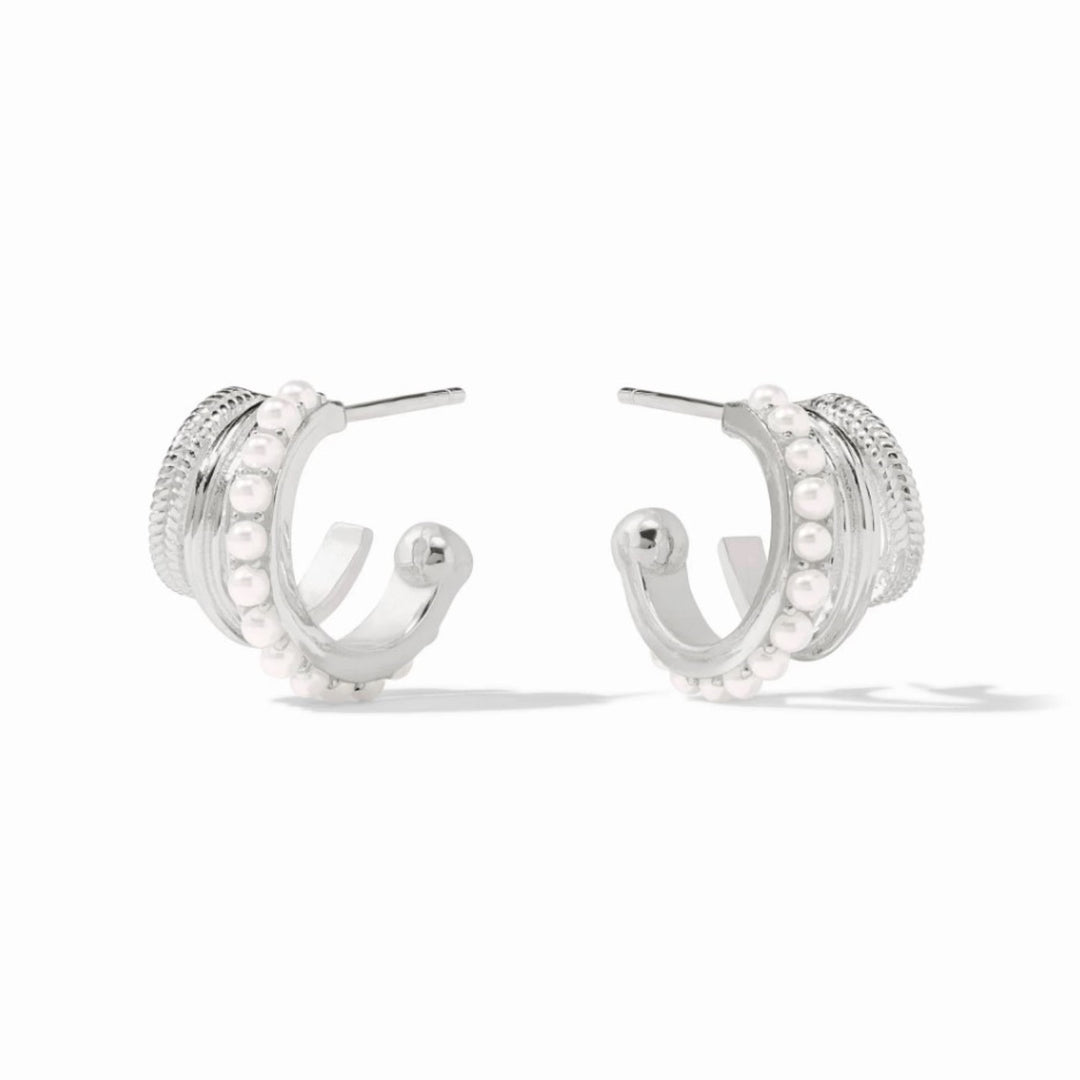 Silver Hydra Triple Hoop With Pearls