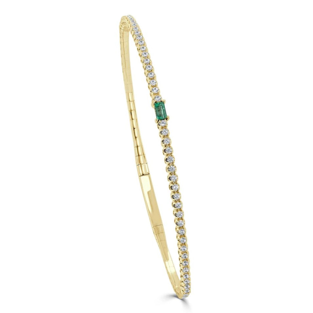 Emerald And Diamond Birthstone Bracelet