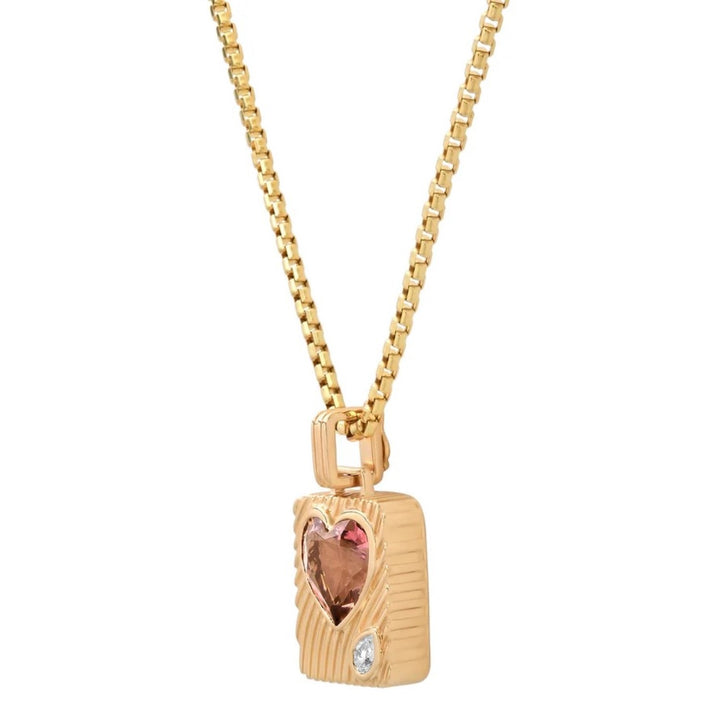 Ripple Heart Amulet Pendant In Pink Tourmaline