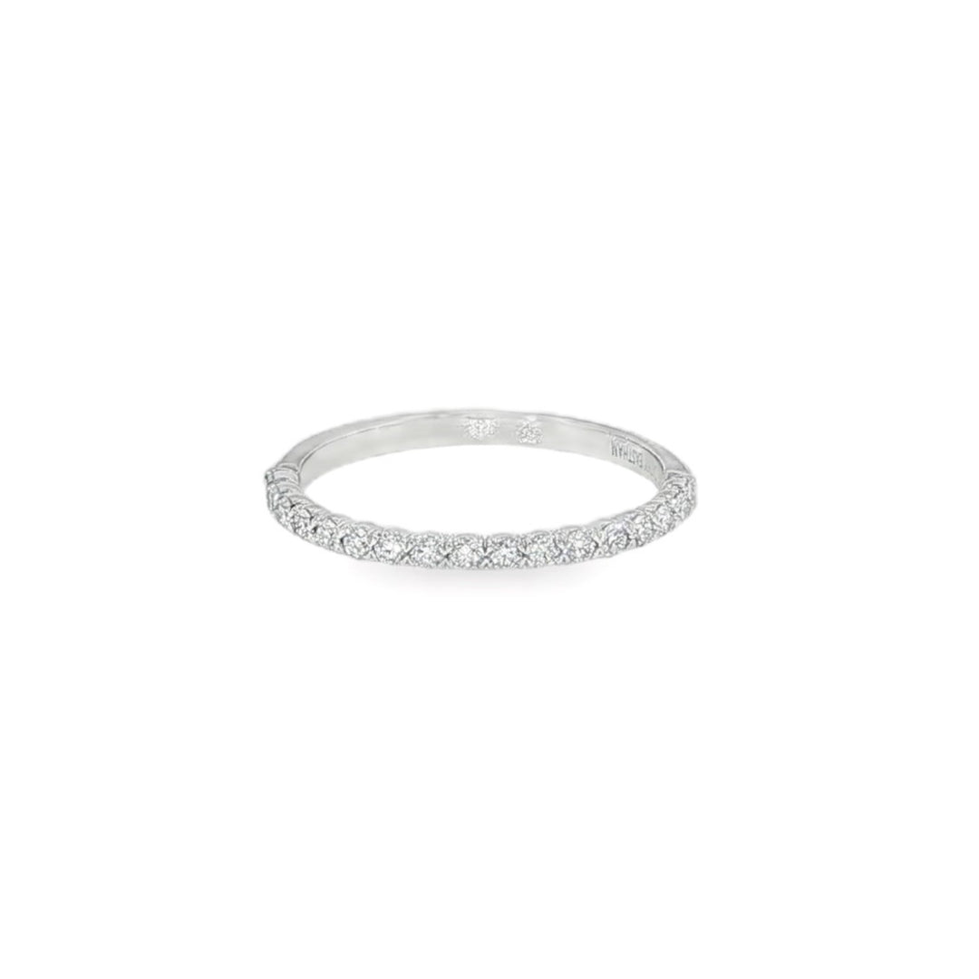 18K White Gold New Aire Silk Prong Half Eternity Band - Size 6