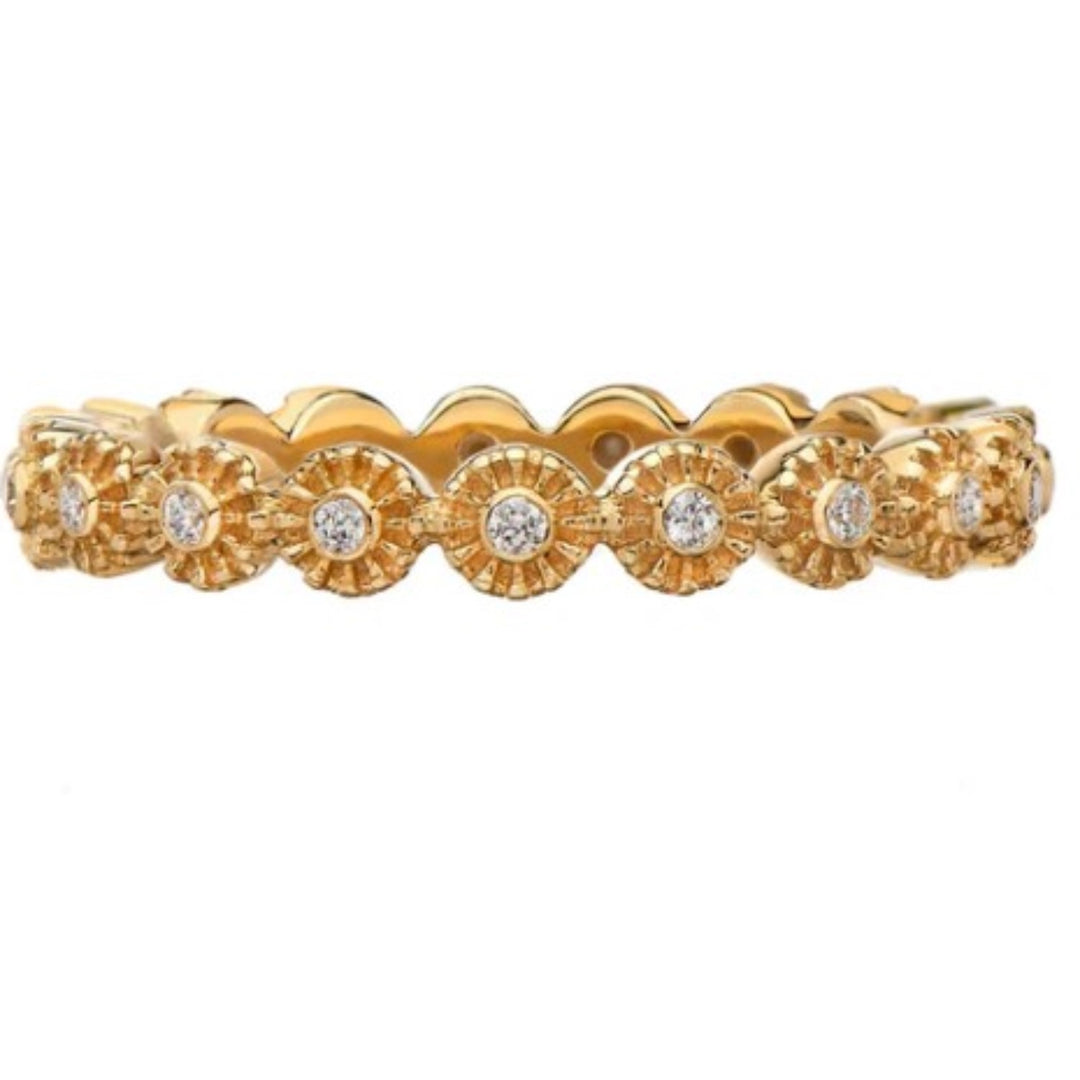 18K Yellow Gold Chakra Diamond Eternity Band - Size 6.5