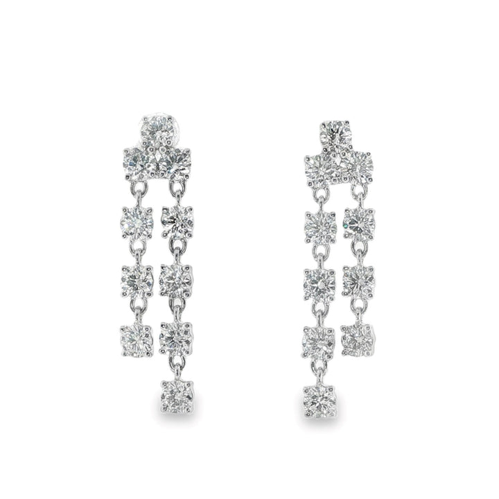 White Gold and Diamond Drop Earrings With 2 Rows of Round Brilliant Diamonds Weighing 2.36cts