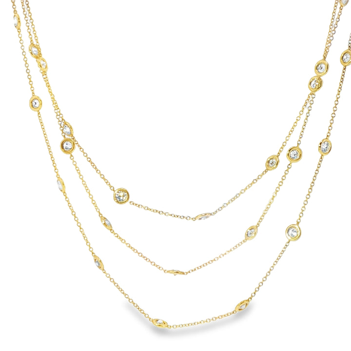 Yellow Gold Diamonds By The Yard Necklace Weighing 12.18cts - 58"