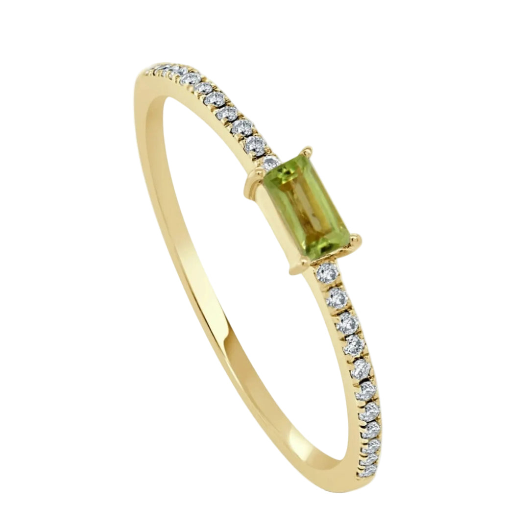 Peridot and Diamond Birthstone Ring