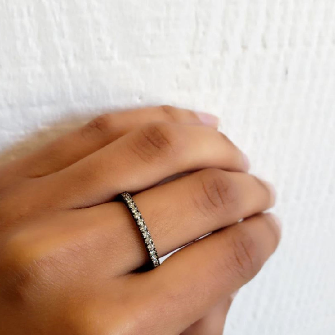 18K Black Rhodium Eternity Diamond Band - Size 6.25