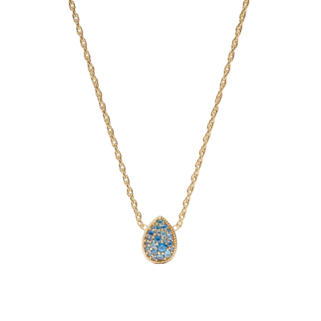Blue Topaz Birthstone Teardrop Delicate Necklace