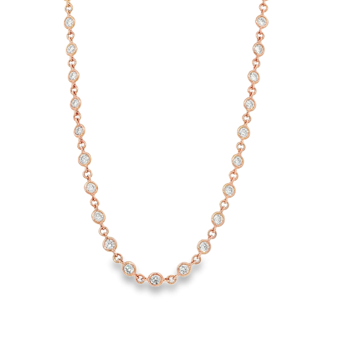 Rose Gold Diamond By The Yard Necklace With 48 Round Diamonds