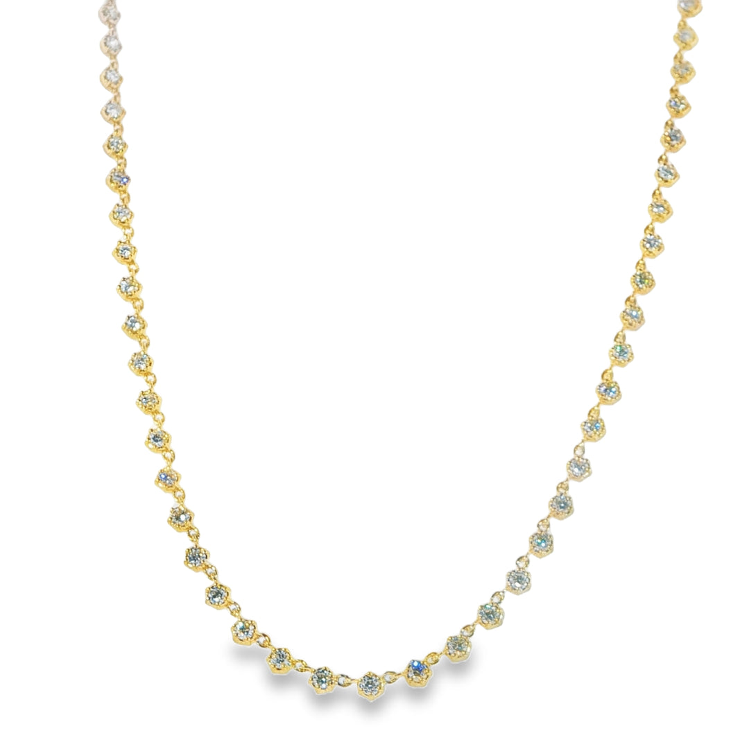 14K Yellow Gold Necklace With Individual Prong Set Round Diamonds - 16" | Cathy Eastham Fine Jewelry