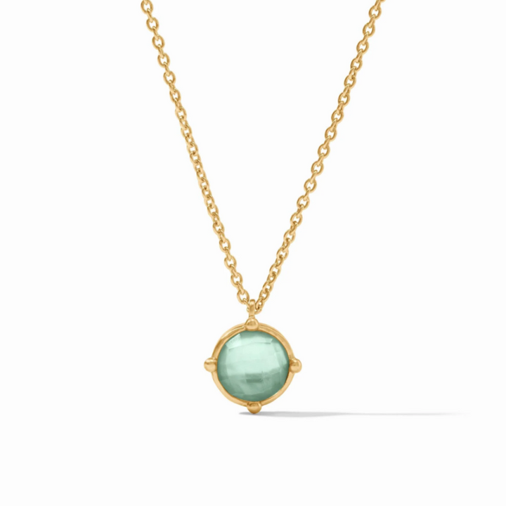 Honeybee Solitaire Necklace In Iridescent Aquamarine Blue
