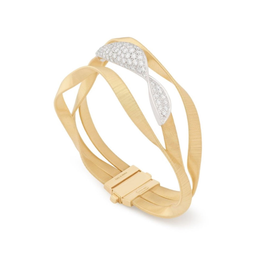 18K Marrakech 3-Strand Bracelet With Pave Diamonds - 7.5"