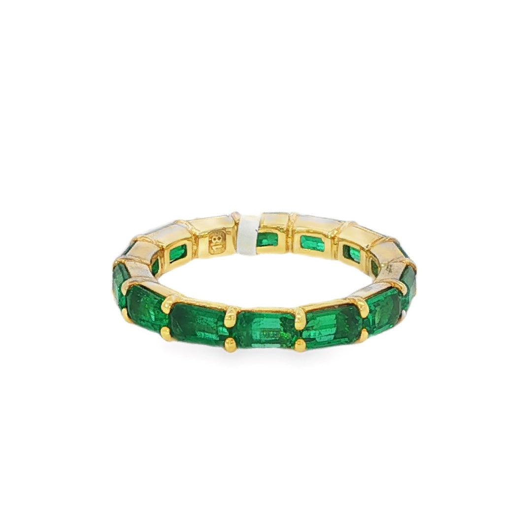 Yellow Gold Eternity Band With East West Emeralds Weighing 3.44cts - Size 6.75