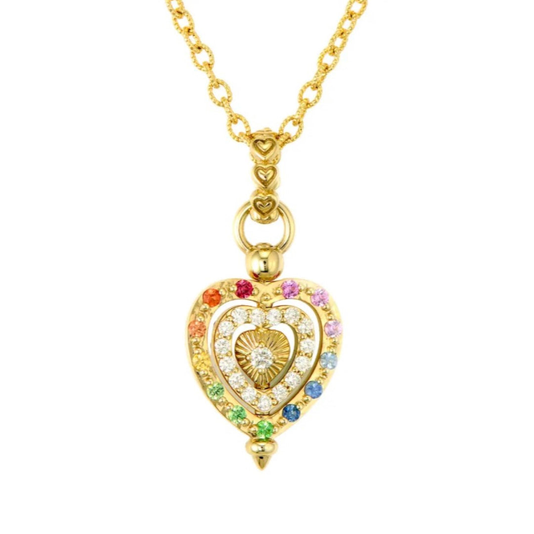 Medium Spinning Heart Rainbow Pendant