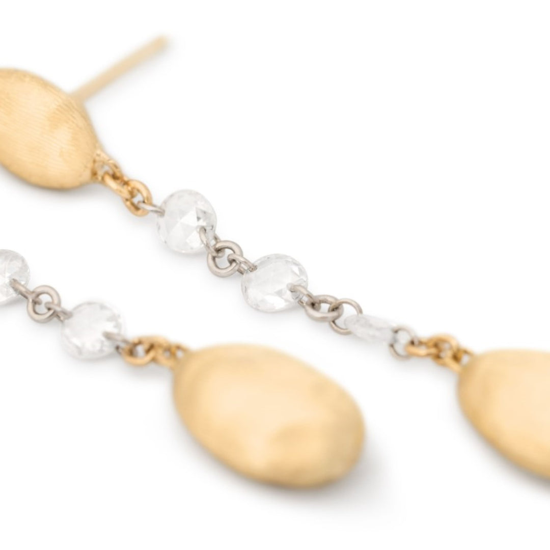18K Yellow Gold Pendant Earrings with Diamonds