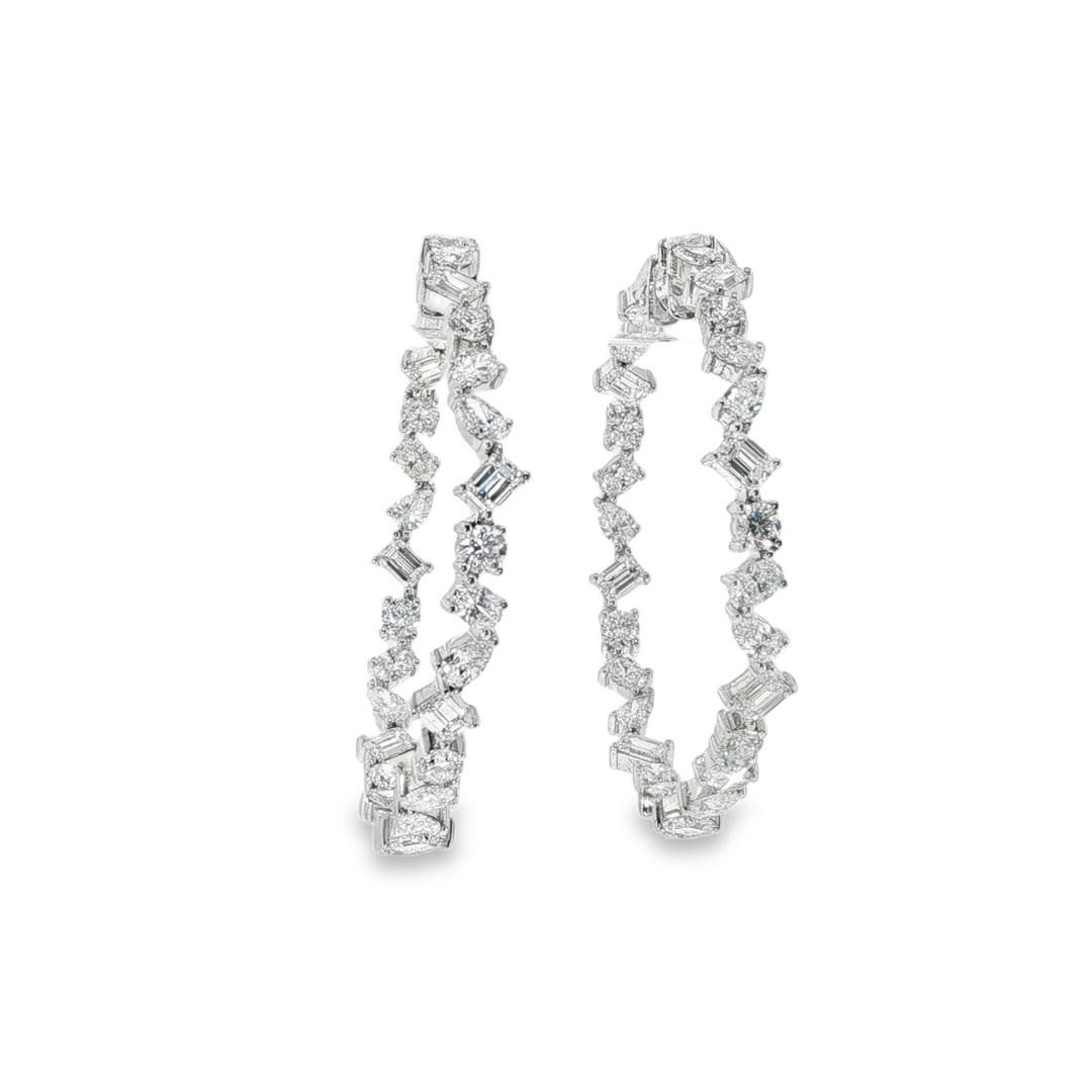 Inside-Out Diamond Hoops With Multi-Shaped Diamonds