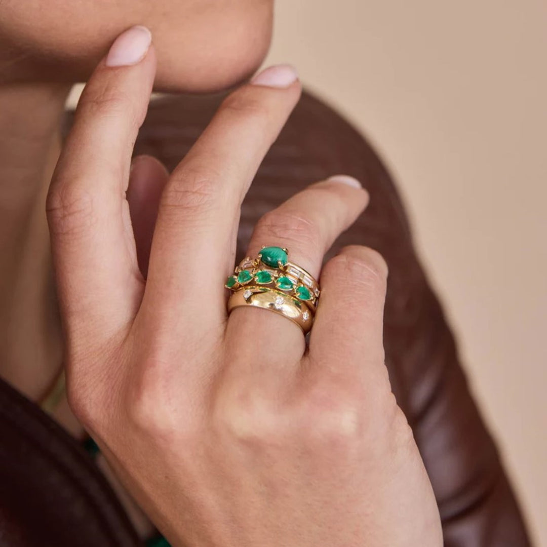5 Pear Cut Emerald Ring - Size 7
