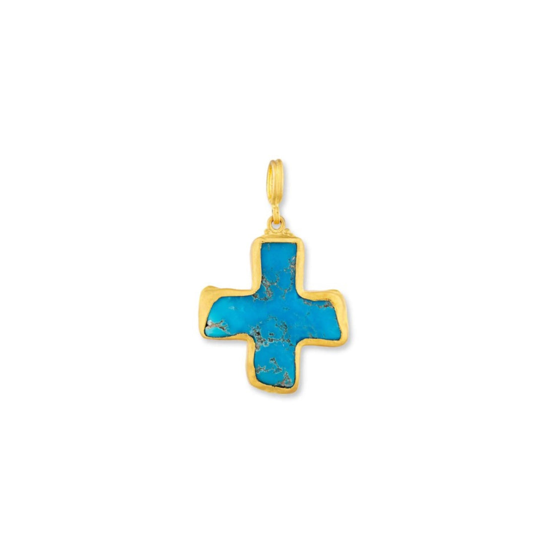 "Rocky" Rough Cross Arizona Turquoise Pendant