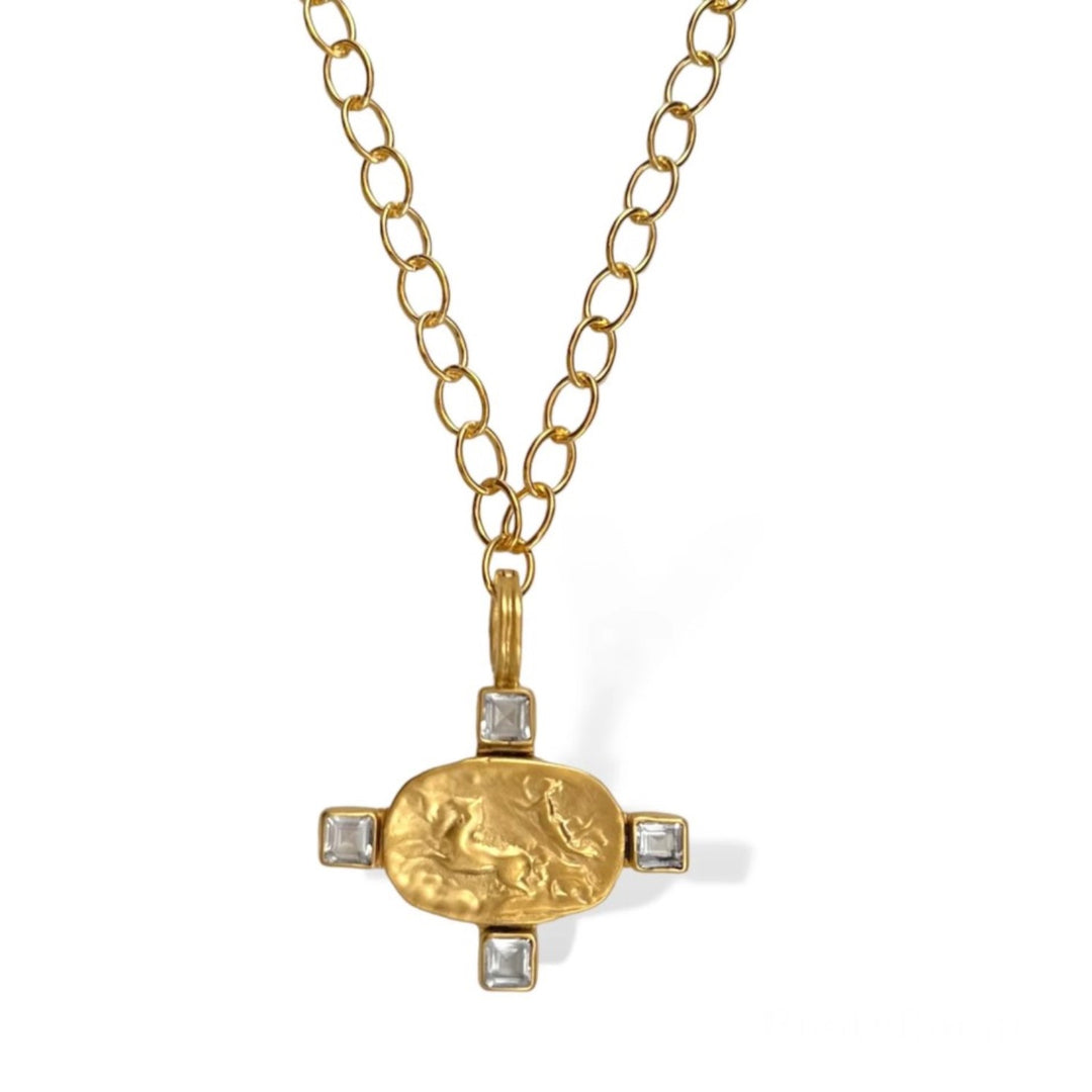 Celestial Roman Chariot Topaz Necklace