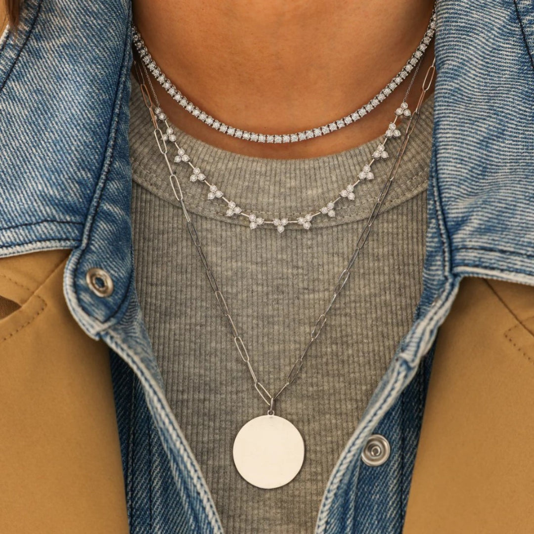 Ava Bea Interval Trio Diamond Tennis Necklace - 16"