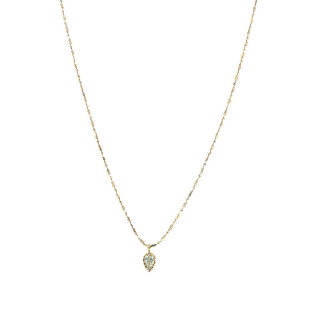 Gold Bezel Inverted Pear Shaped Diamond Pendant Necklace