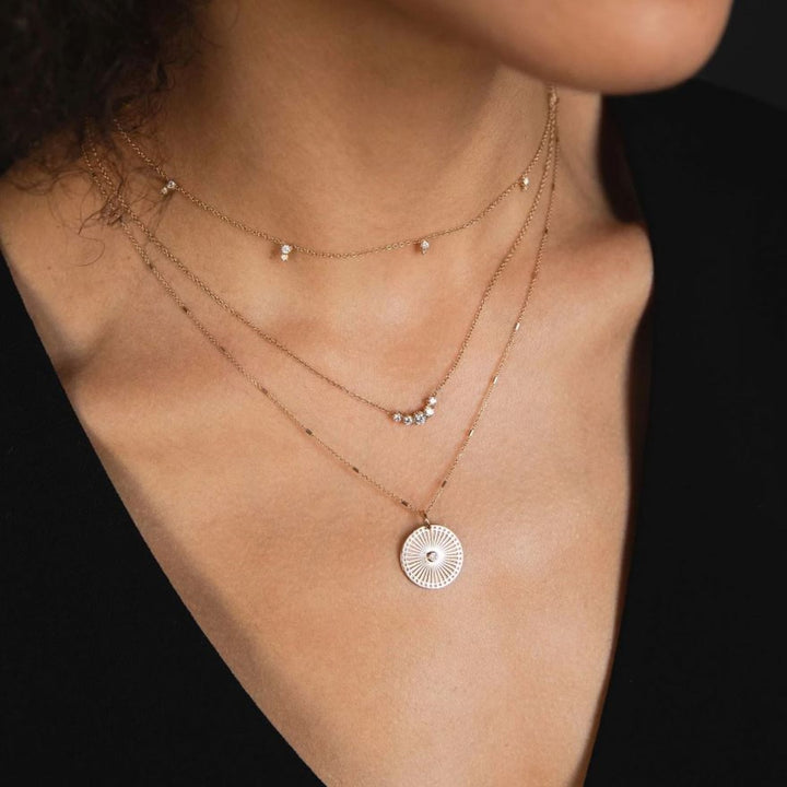 14K Double Diamond Station Necklace