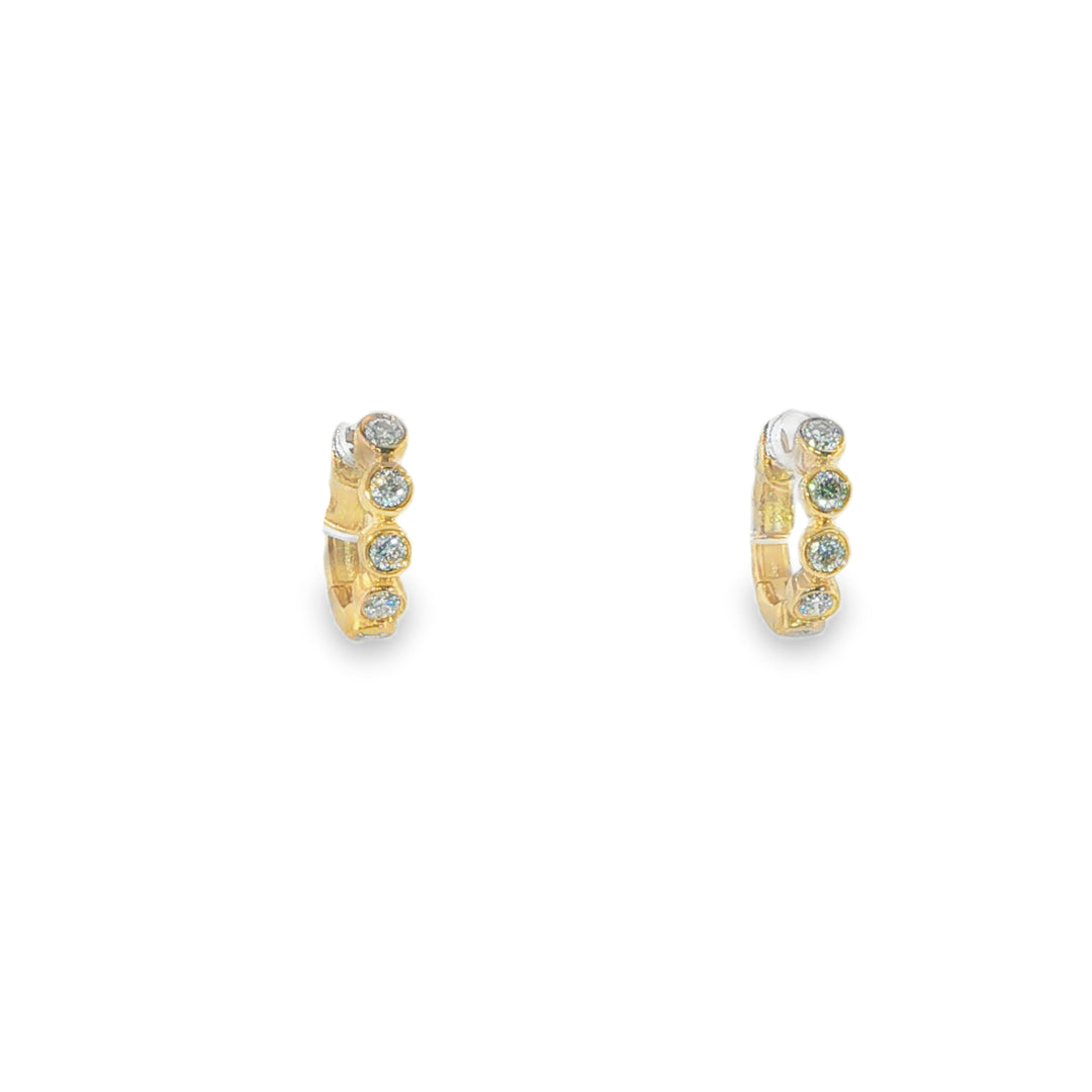 14K Yellow Gold Small Diamond Huggies