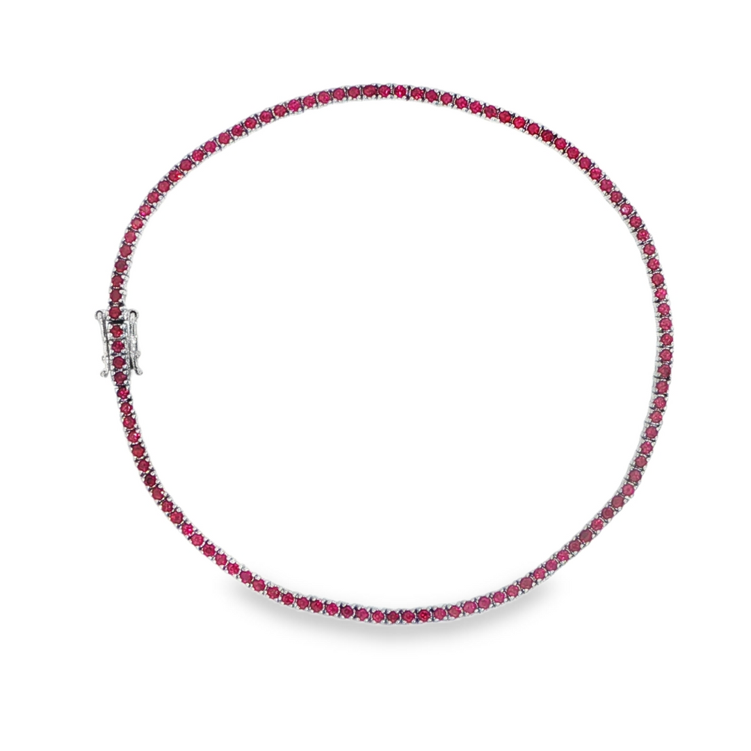 14K White Gold And Ruby Tennis Bracelet Weighing 1.13cts - 7"
