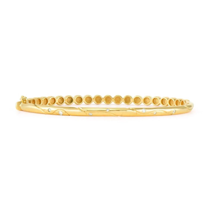 Classic Bezel Set Pearl Bangle