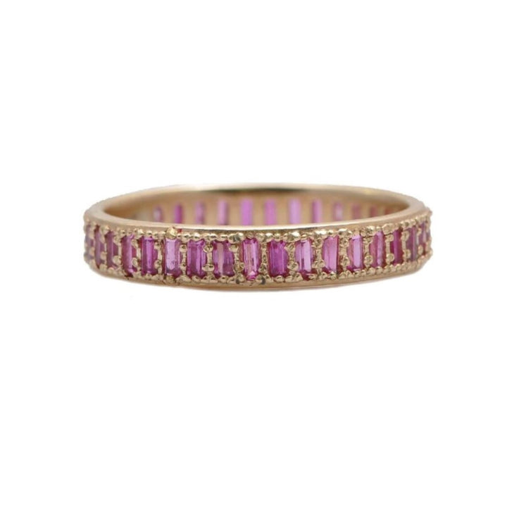 14K Rose Gold Baguette Pink Sapphire Ring