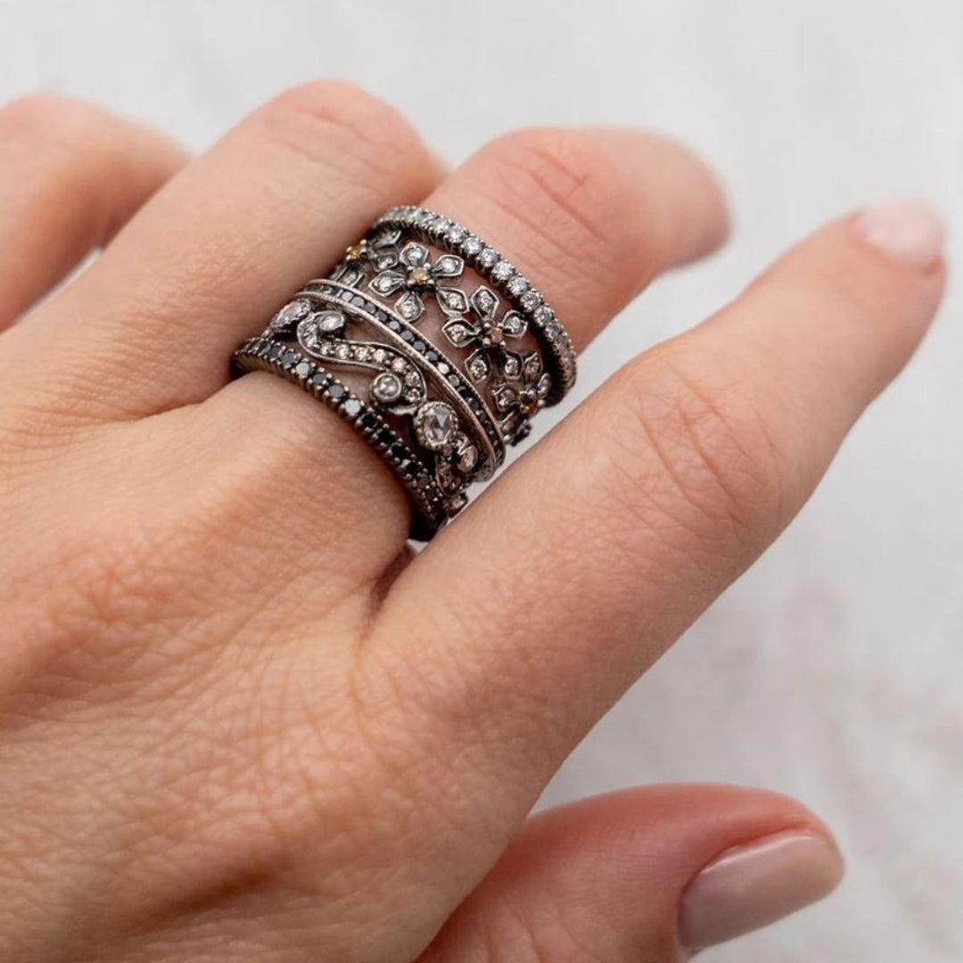 18K Black Rhodium Eternity Diamond Band - Size 6.25