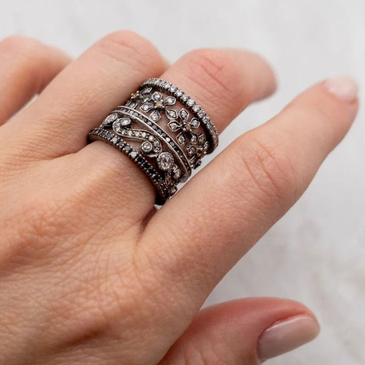 18K Black Rhodium Eternity Diamond Band - Size 6.25