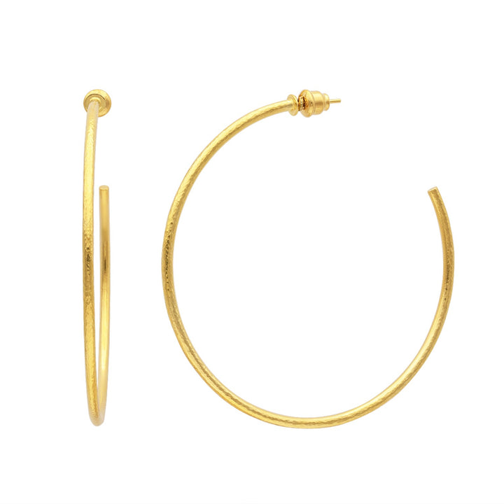 22K Gold Large Vertigo Hammered Hoops