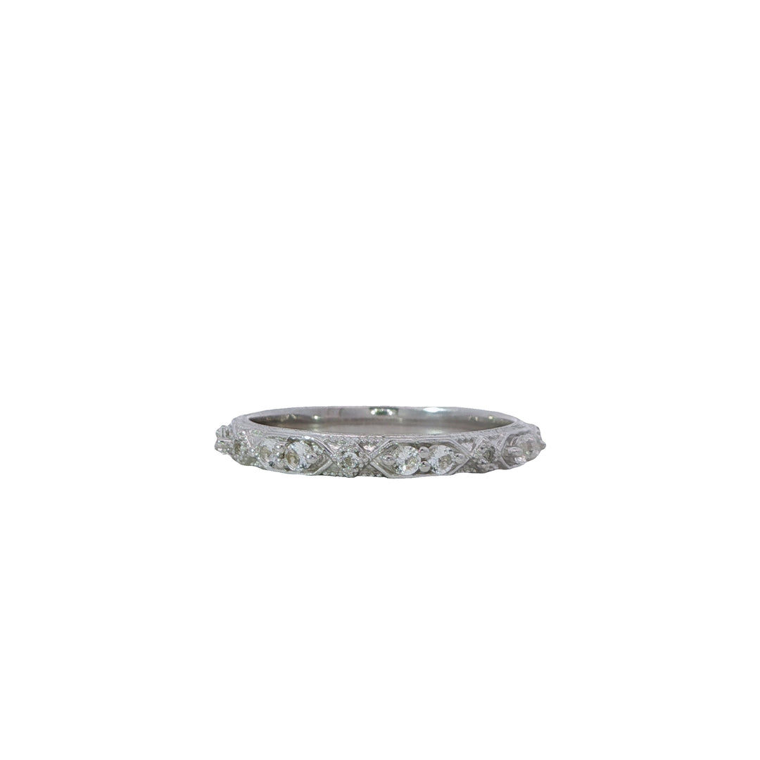 Silver Open Kite Lisse White Topaz Stacker Band