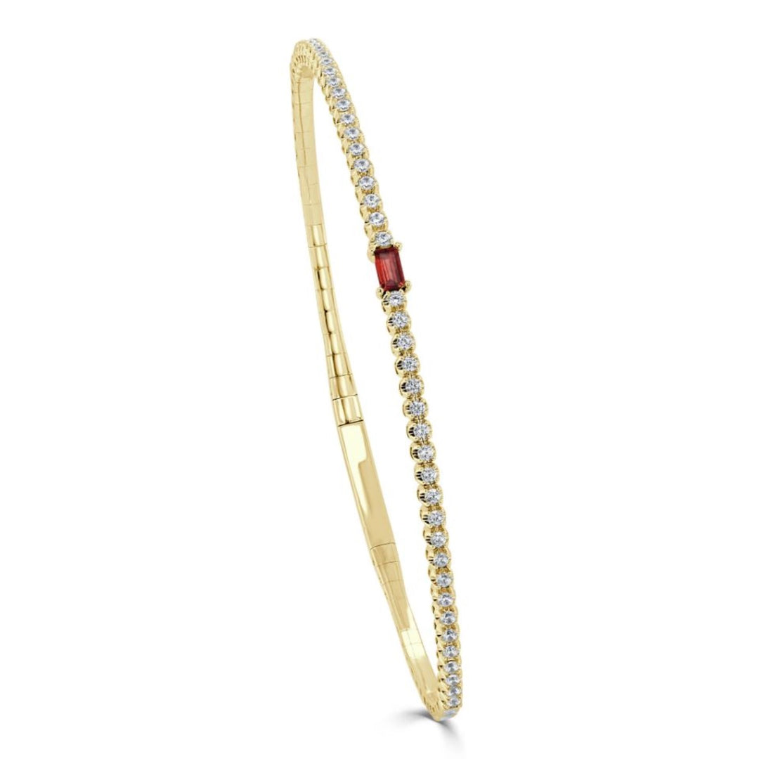 Garnet and Diamond Birthstone Bracelet