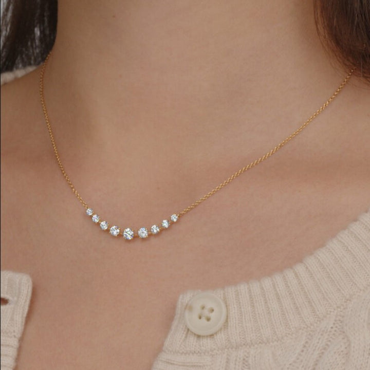 Nine-Stone Demi Necklace with Diamonds
