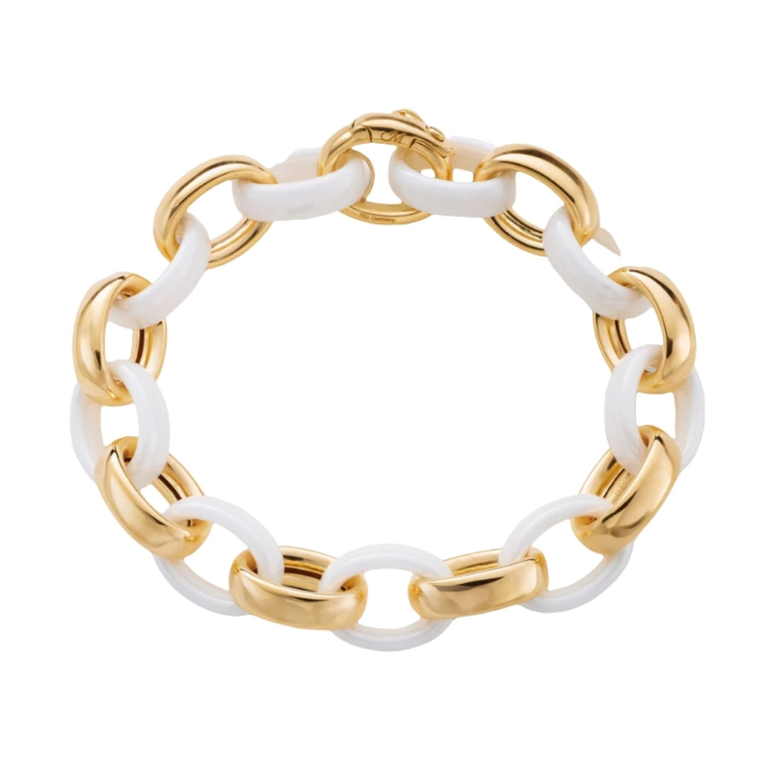 18K Yellow Gold XL Ultra And White Ceramic Link Chain Bracelet