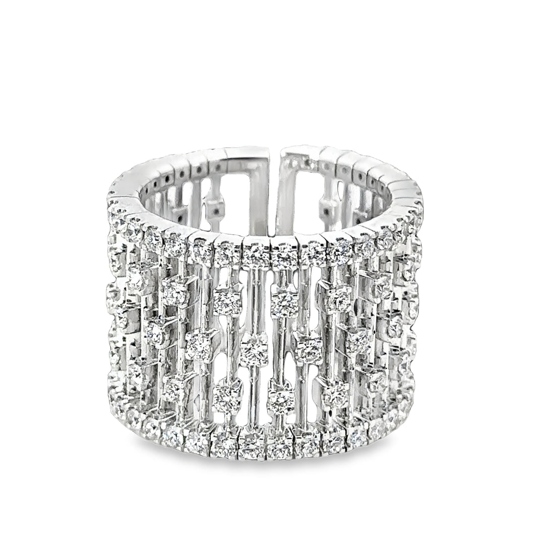 White Gold Open Shank Wide Diamond Band