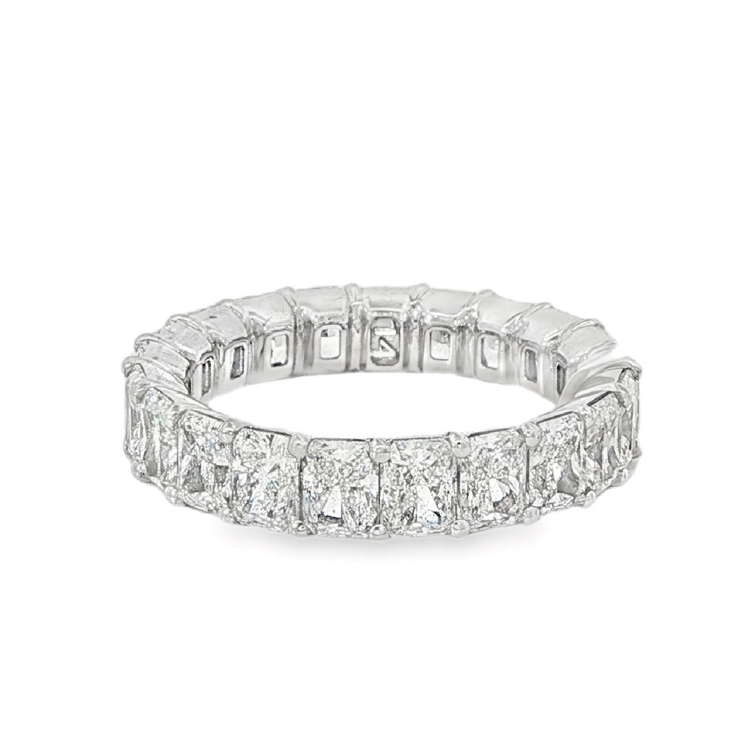 White Gold Radiant Cut Diamond Eternity Band Weighing 5.18cts - Size 6.5