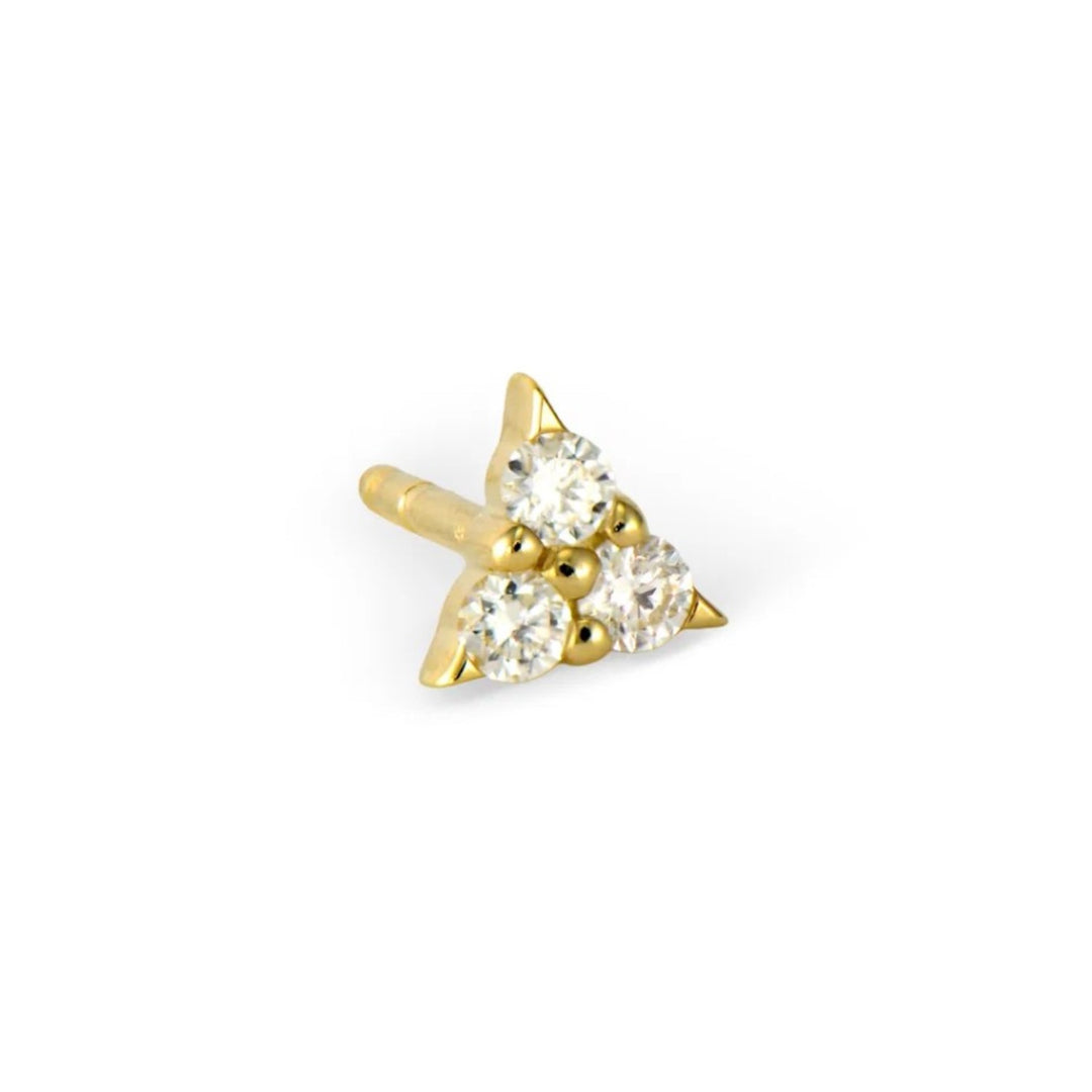 Spiky Diamond Trio Stud - Single