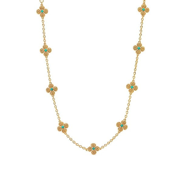 Berry Clover Double Sided Necklace In Turquoise