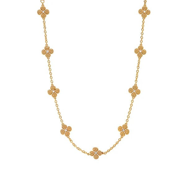 Berry Clover Double Sided Necklace With Mother Of Pearl - 16"