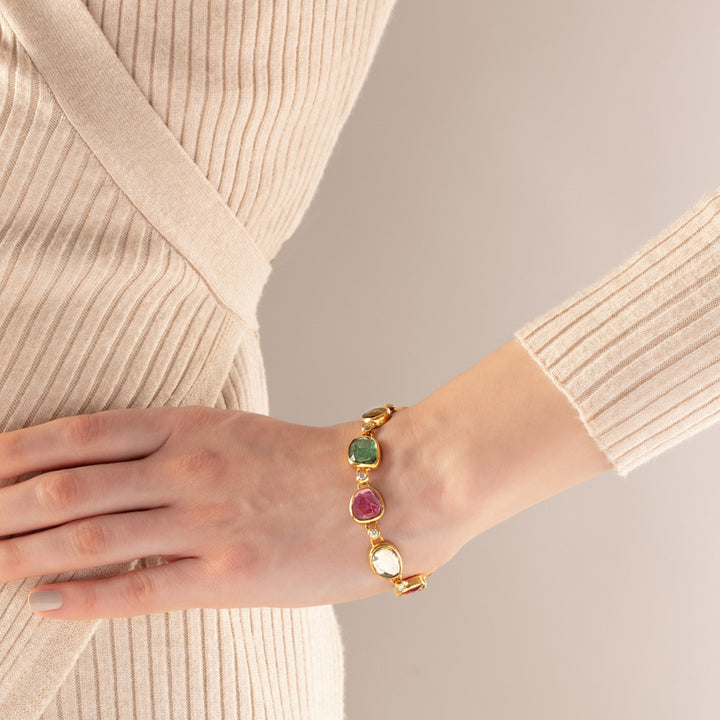 24K Gold Rose Cut Tourmaline Elements Bracelet