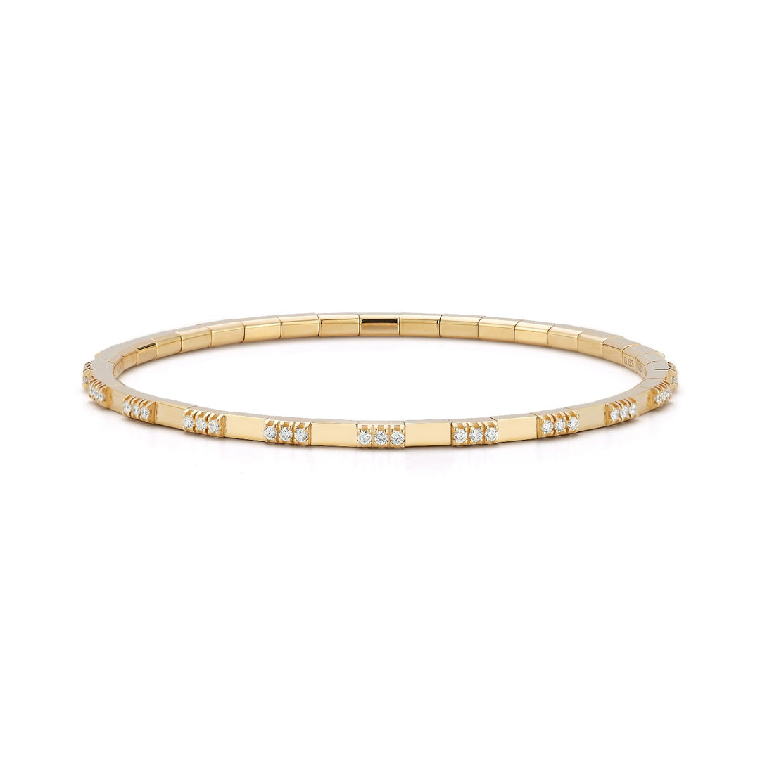 18K Yellow Gold Stretch Bracelet With Diamond Stations Weighing 0.63ctw