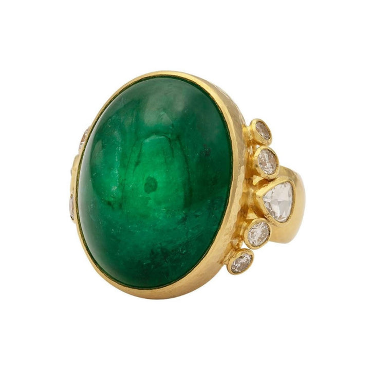 Oval Cabochon Emerald Ring