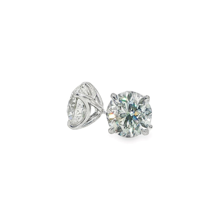 White Gold 4 Prong Round Diamond Studs Weighing 6.01cts